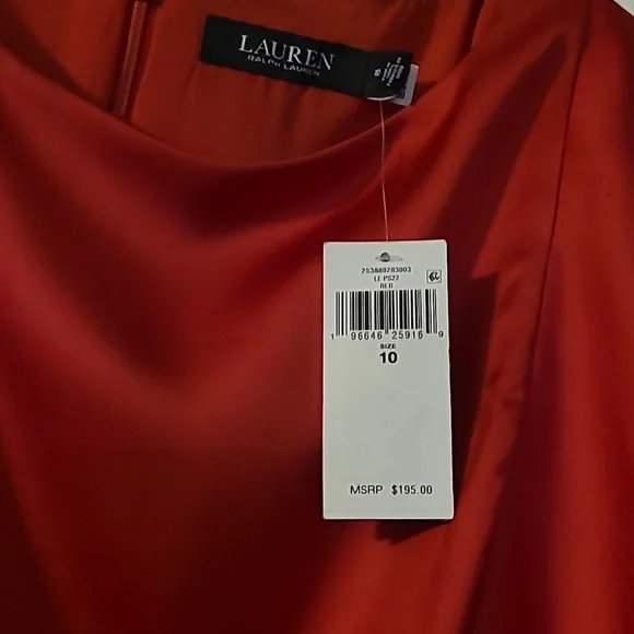NWT Lauren Ralph Lauren Red Sheath Dress with Flutter Sleeves for Cocktail - Picture 5 of 9
